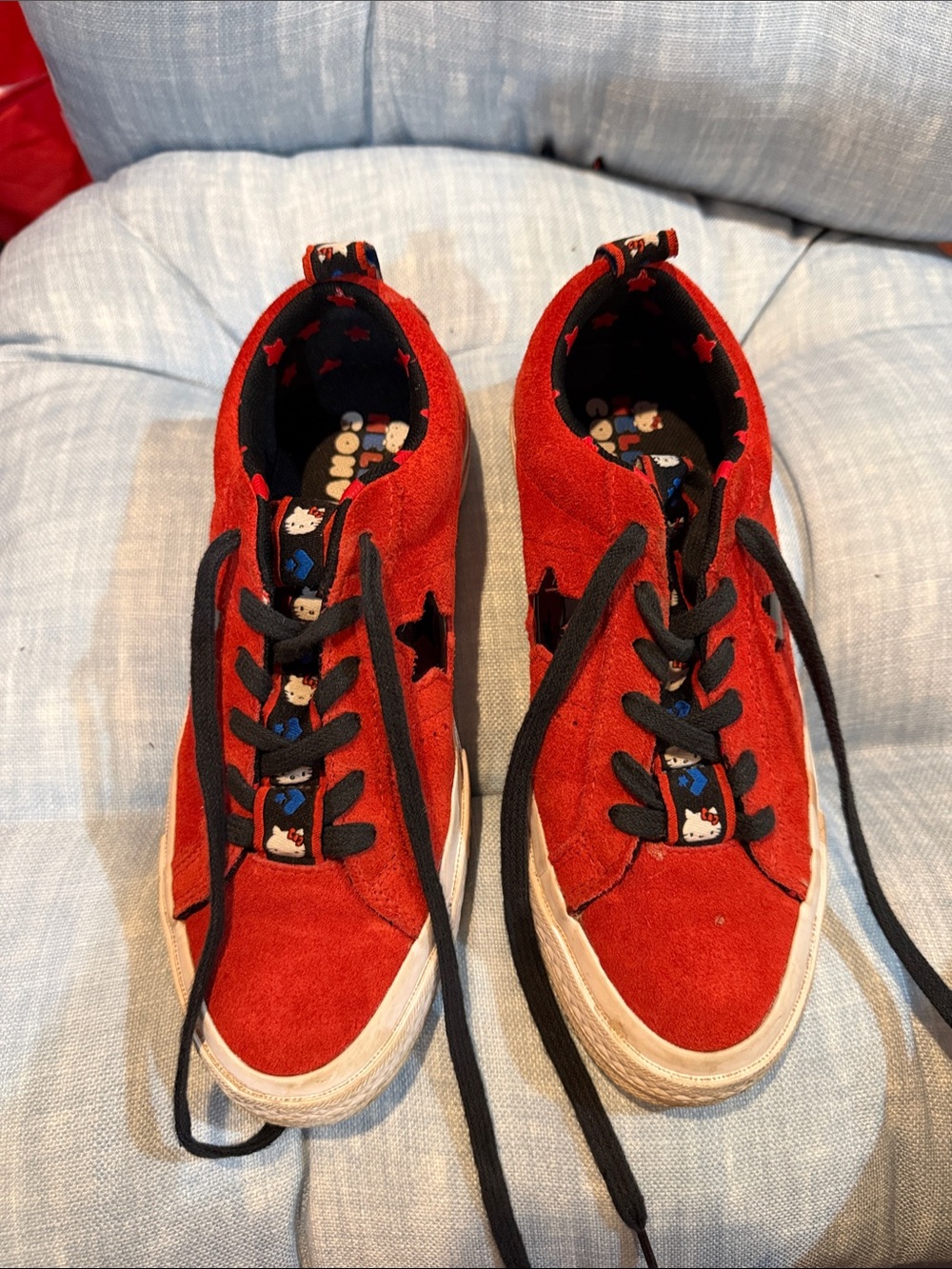 Hello Kitty Converse women’s Red Suede low-Top Sneakers with Black Laces